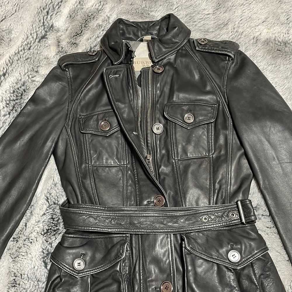 Burberry Black Leather Coat - Picture 11 of 14